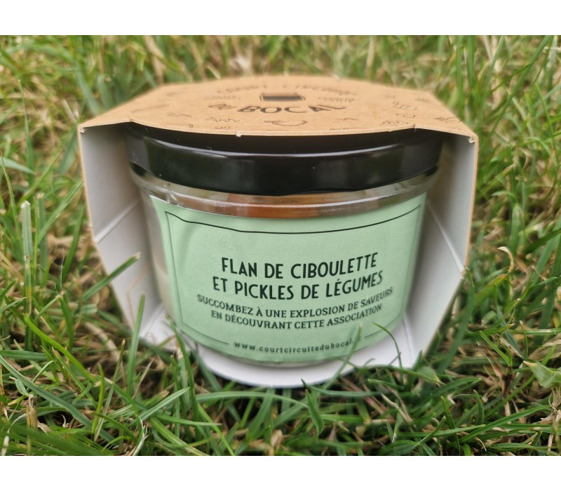 Flan de ciboulette et pickles de légumes